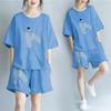 Traje de Pantalón Talla Grande Verano Nuevo Transfronterizo Camiseta de Manga Corta para Mujer Shorts Holgados de Pierna Ancha Casual Conjunto de Dos Piezas para Gorditas