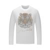 Camiseta de Manga Larga con Cabeza de Tigre de Diamantes Calientes de Estación Europea para Hombre, Camiseta Negra de Modal de Talla Grande, Ropa para Hombre, Camiseta Básica, Ropa de Otoño