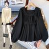 Ropa de Otoño para Mujer Tallas Grandes, Camisa Elegante de Cuadrado con Mangas Largas, Camisa Babydoll Reductora de Edad para Mujer, Ceñida a la Cintura, Oculta el Vientre, Top Adelgazante para Mujeres con Curvas
