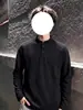 Moletom Masculino com Gola Henry de Manga Longa, Marca Tendência de Outono, Peça Superior Pesada Estilo Americano, Novo Moletom Liso para Camadas