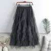 Saia de Malha Popular da Amazon para Primavera e Verão com Costura de Saia Midi de Renda Elegante e Saia Midi para Ir ao Trabalho