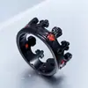 Corona Antigua Romana de Rubí Gótico Hombres y Mujeres Anillo Vintage de Acero de Titanio Joyería de Vampiro