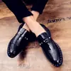 Moda Británica de Invierno Zapatos Casuales de Cuero con Punta Zapatos sin Cordones para Salón de Peluquería de Discoteca Zapatos Mocasines que Aumentan la Altura Zapatos Cálidos de Algodón para Hombre
