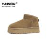 Botas de Nieve Universales de Cuero Genuino 2025 para Mujer, Nuevo Estilo de Invierno, Forradas de Felpa y Engrosadas, Zapatos de Algodón Estilo Panera Resistentes al Frío y Cálidos para Exteriores