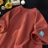 Camiseta de manga corta de punto gofre para hombre, ajuste holgado, peso pesado, estilo Hong Kong, top juvenil de media manga, ropa para hombre