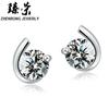 Pendientes de moda con circonitas Moon Bay bañadas en plata y cobre, pendientes coreanos, pendientes Tanabata, regalo de San Valentín para novia.