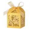 Caja de dulces navideños transfronteriza con flores y hojas cortadas a láser, exquisita caja de chocolate tallada, en stock en la fábrica