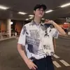Comercio Exterior Estilo Hong Kong Verano 2025 Nuevo Camisa Floral de Manga Corta Suelta para Hombre Camisa Floral Hawaiana de Playa para Hombre