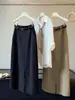 Falda Blanca de Algodón y Lino Talla Grande con Abertura para Mujer, Falda Recta de Línea A de Cintura Alta para Verano, Falda Larga Bodycon Simple y Versátil