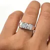 Suministro Directo de Fábrica Anillo para Hombre de Plata S925 Piedra Única Bisel Moda Joyería de Lujo Accesible