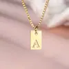 Colar com pingente quadrado de 26 letras transfronteiriço novo, simples, personalidade, nicho, versátil
