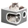 Ninho de gato mais vendido da Amazon, de camada dupla, quente, dobrável, adequado para todas as estações, ninho de gato para animais de estimação do fabricante original, disponível para atacado