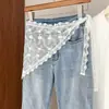 Diseño Estilo Coreano Encaje Bordado Cinturón de Encaje Bufanda de Seda Superpuesta con Falda de Gasa de Longitud Media Accesorios para Cortina de Trasero