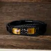 Pulsera de Piedra Ojo de Tigre, Popular en Europa y América, Cordón de Cuero Multicapa con Cierre Magnético, Pulsera de Joyería para Hombre de Cuero, Estilo Oscuro