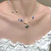 Collar de Cadena para Clavícula Múltiple, Estilo Minimalista Fresco, con Colgante de Gota de Agua de Vidrio e Hilo de Pesca Invisible para Mujer, Moda Transfronteriza