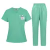 3XL Unisex Casual Holgado Tallas Grandes Estilo Europeo y Americano Uniforme Quirúrgico Uniforme de Doctor/Enfermera Ropa de Trabajo Conjunto de Color Sólido Manga Corta