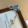 Horquilla Azul Esmaltada Estilo Chino, Accesorio para el Cabello para la Parte Trasera de la Cabeza, Pinza Lateral Estilo Antiguo Hanfu Dinastía Song para Mujeres, Diseño de Adorno Lateral para Cabello Corto