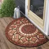 Tapete de Piso de Azulejo Floral Retrô Estilo Americano Transfronteiriço para Entrada, Resistente a Manchas e Fácil de Manter, Tapete de Entrada de Veludo Cristal Doméstico