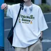 Conjunto de camiseta de verano estilo americano para adolescentes con mangas cortas, combinado con pantalones largos de seda helada para hombre de moda, conjunto de dos piezas holgado para estudiantes