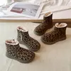 Botas de Algodón Gruesas con Estampado de Leopardo de Moda para Niñas 2026 Invierno Nuevas Llegadas Botines Cálidos con Forro de Peluche Botas de Nieve Resistentes al Frío