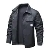Nueva Chaqueta de Cuero para Hombre, Primavera y Otoño, Estilo Coreano, Corte Ajustado, Cuello Solapa, Top para Hombre, Cortavientos, Chaqueta Casual, Corte Ajustado