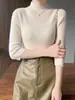 26 Suéter de Punto para Mujer de Otoño, Cuello Semi Alto, Manga Tres Cuartos, Camiseta Básica, Venta al por Mayor desde Fábrica de Comercio Exterior