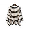 FaT MM Talla Extra Grande 150kg Rayas Blancas y Negras Versátil Camiseta de Manga Corta Verano para Mujer Holgada Versión Grande Top Casual Perezoso