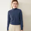 Suéter básico de cachemira de cuello medio para mujer, cachemira pura, engrosado, holgado, adelgazante, suéter de punto base, ropa interior