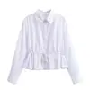 Estilo Europeo y Americano Transfronterizo Za Nuevo Estilo para Mujer Verano 2025 Aliexpress Estilo Caliente Moda Camisa de Manga Larga con Cintura de Cordón