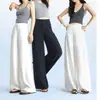 Pantalones Blancos de Lino de Pierna Ancha para Mujeres Petites, Verano 2026, Delgados, Caídos, Resistentes a las Arrugas, Longitud Extendida, Pantalones Casuales