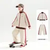 Conjunto Deportivo Otoñal para Niños, Conjunto de Dos Piezas Elegante con Cuello Alto para Niños, Sudadera a Rayas y Pantalones Casuales para Niñas