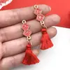 DIY estilo chino Año Nuevo borla doble colgante bendición doble cara joyería accesorios colgante aleación aceite gota colgante venta al por mayor