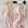 Pijamas Nuevos para Mujer, Algodón Nube, Primavera, Otoño, Verano, Estilo Cárdigan, Dulce, Casual, Campus, Manga Corta, Se Pueden Usar Afuera, Ropa para Casa, Delgados