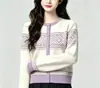 Cardigan de tricô casual fresco e estiloso para mulheres, início do outono de 2026, emagrecedor, estilo universitário, casaco suéter suave e doce