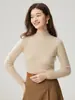 Nuevo Suéter de Punto Trenzado Color Sólido Cuello Semi Alto de Cachemira para Mujer Otoño/Invierno 2026 Versátil Cálido Suave Suéter de Punto Básico