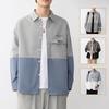 Novedad Primavera y Otoño Estilo Hong Kong Tendencia Empalme Personalizado Camisas Atractivas para Hombres Jóvenes y Estudiantes Casual Sueltas Camisas de Trabajo