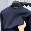 Suéter Espeso de Lana de Cordero Forrado, Nuevo Estilo Otoño/Invierno 2026 para Hombre, Color Sólido, Cuello Semi Alto, Ropa Interior, Camisa Base Cálida