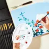 Amazon Palo de Madera 15 Juego de Pinceles de Nylon Portátil Estuche Tipo Bolígrafo Cortina Bolsa de Lona Pincel Gouache Acrílico Pincel