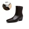 Botas Martin quadradas de 5cm de altura para mulheres, novo modelo outono e inverno 2026, botas curtas com zíper traseiro, botas femininas estilo britânico retrô