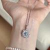 Anillo de Flor de Aguamarina Hueca de Alta Gama con Diamantes Completos, Collar, Aretes para Socialité, Magnífico Temperamento Cortesano, Juego de Joyería