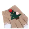 Luvas de Lã Tricotadas Fofas Coloridas com Pom-Pom para Árvore de Natal para Mulheres, Luvas de Inverno Quentes Anticongelantes para Tela de Toque
