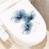 Calcomanía para tapa de inodoro con flores azules grandes, decoración de pared de vidrio para baño, pegatinas transfronterizas, venta al por mayor de flores