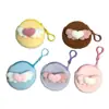 Cute monedero de peluche con forma de ala de ángel y corazón, llavero redondo mini, adorable bolsa de almacenamiento de monedas de peluche