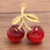 4 Colores 44x48 mm Accesorios para Joyería DIY de Aleación y Resina Encanto de Fruta Cereza Colgante de Cereza Colgante