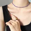Personalidad elegante no se desvanece temperamento moda Cristal Transparente púrpura verde blanco circón Joyería collar pulsera juego de joyas