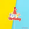Toppers para Pastel de Feliz Cumpleaños, Picks para Cupcakes con Diseño de Sombrero de Fiesta Colorido para Decoración de Cumpleaños