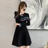 Vestido de Punto de Manga Larga Patchwork Moderno y Elegante, Tendencia Otoño 2025 Nuevo Vestido Suéter A-Line Básico para Mujer