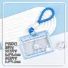 Porta-cartões transparente horizontal de desenho animado para carteiras de estudante, cartões do campus, cartões de refeição, cartões de retirada de crianças e protetores de cartão de ônibus