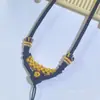 Colar de Corda Oito Fios Nó Flor de Pessegueiro Tecido à Mão Acessórios de Joias DIY Ouro Areia Jade Fivela da Paz Lótus Fábrica Atacado