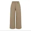 Calça Khaki Minimalista Retrô, Calça Casual Solta de Perna Reta, Calça Longa Esportiva Feminina em um Estilo Preppy Old Money